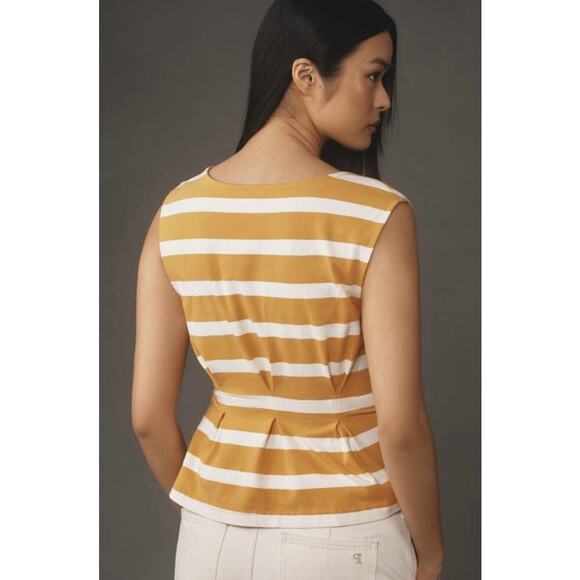 Maeve by Anthropologie Striped Sleeveless V-Neck Corset Blouse - Picture 2 of 9